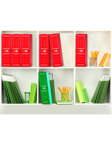 Caja archivo definitivo plastico liderpapel lomo 100 mm rojo 360x100x260 mm