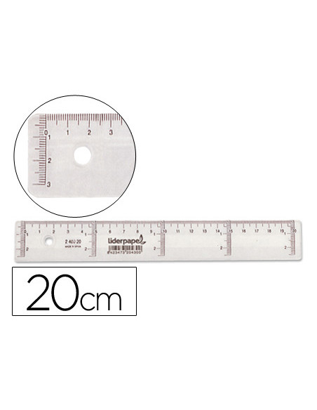 Regla liderpapel plastico cristal 20 cm