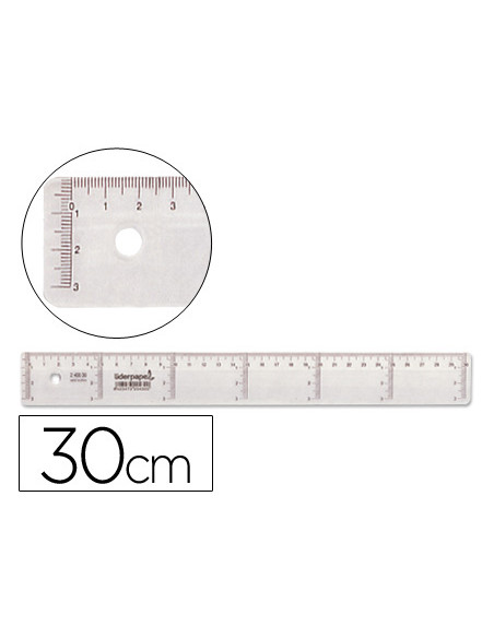 Regla liderpapel plastico cristal 30 cm