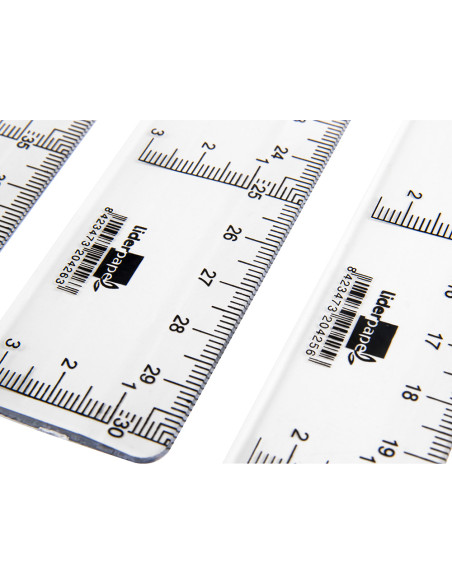 Regla liderpapel plastico cristal 30 cm