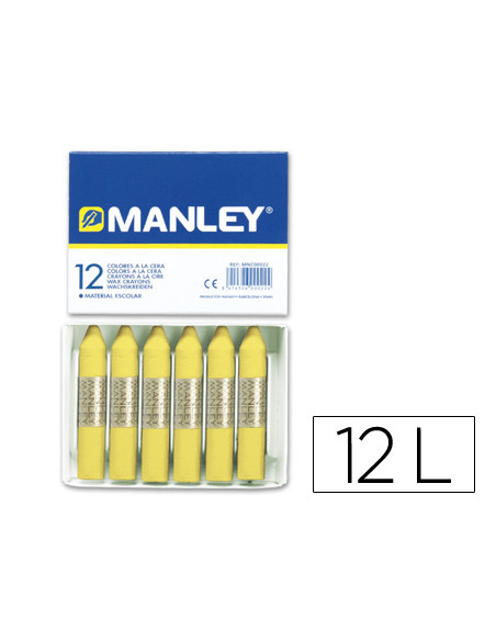 Lapices cera manley unicolor amarillo claro n.4 caja de 12 unidades