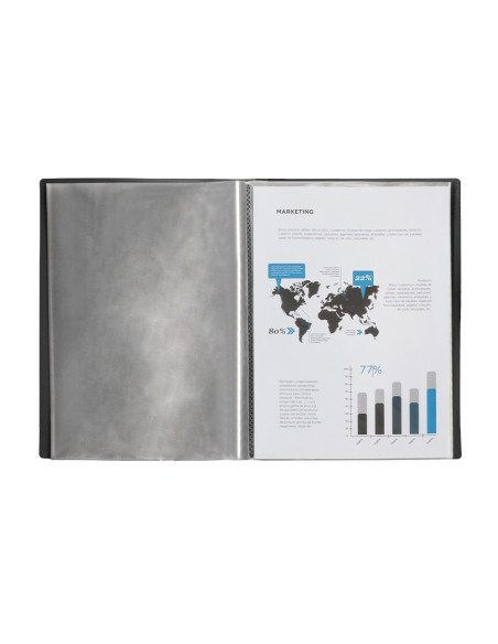 Carpeta liderpapel escaparate 37925 30 fundas polipropileno din a4 negro opaco