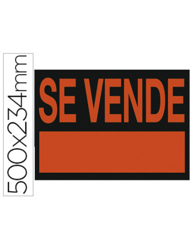 Cartel plastico archivo 2000  "se vende " rojo fluorescente 500x234 mm