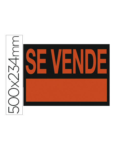 Cartel plastico archivo 2000  "se vende " rojo fluorescente 500x234 mm