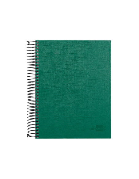 Cuaderno espiral liderpapel a5 micro papercoat tapa forrada 140h 75 gr cuadro5mm 5 bandas 6 taladros verde