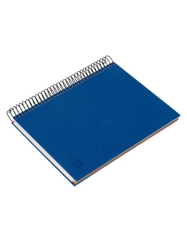 Cuaderno espiral liderpapel a5 micro papercoat tapa forrada 140h 75 gr cuadro5mm 5 bandas 6 taladros azul