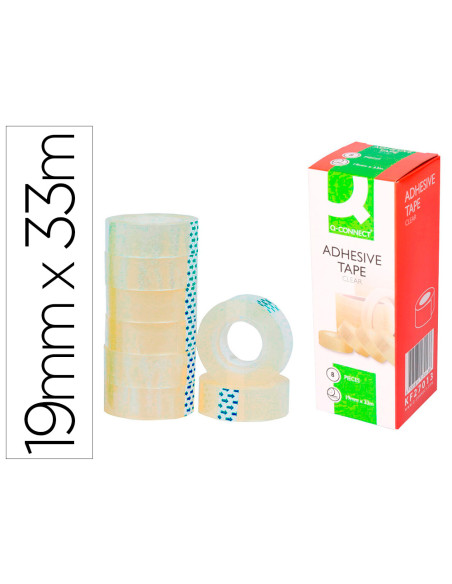 Cinta adhesiva q-connect transparente 33 mt x 19 mm