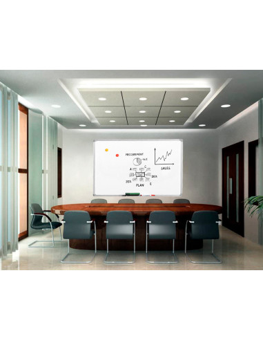 Pizarra blanca q-connect lacada magnetica marco de aluminio 120x90 cm