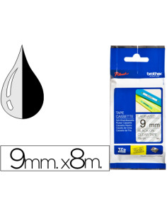 Cinta brother tze121 transparente-negro 9mm longitud 8 mt