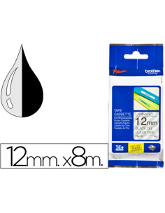 Cinta brother tze131 transparente-negro 12mm longitud 8 mt