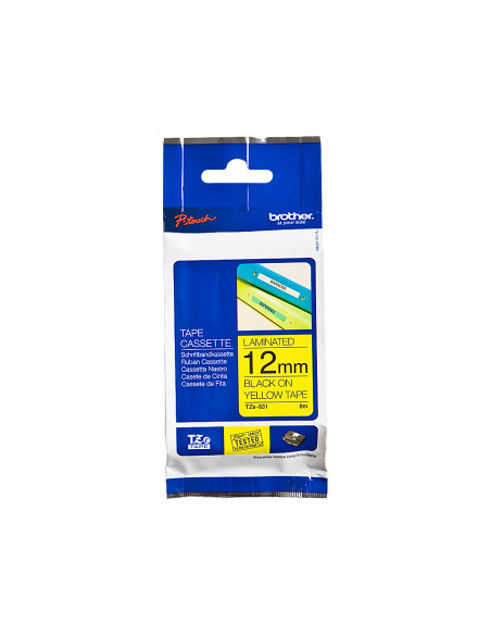 Cinta brother tze631 amarillo-negro 12mm longitud 8 mt