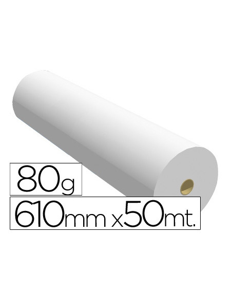 Papel reprografia para plotter 610mmx50mt 80gr impresion ink-jet