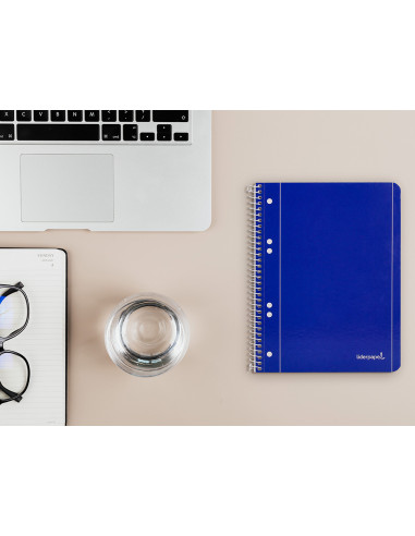 Cuaderno espiral liderpapel a5 micro serie azul tapa blanda 80h 75 gr cuadro5mm 6 taladros azul