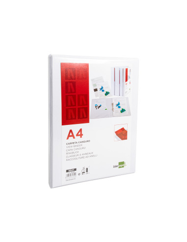 Carpeta canguro 2 anillas mixtas 16mm liderpapel a4 plastico blanca