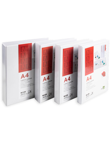 Carpeta canguro 2 anillas mixtas 16mm liderpapel a4 plastico blanca