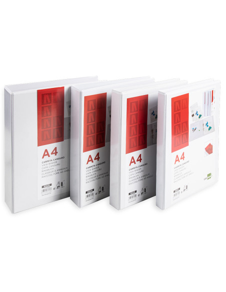 Carpeta canguro 2 anillas mixtas 16mm liderpapel a4 plastico blanca