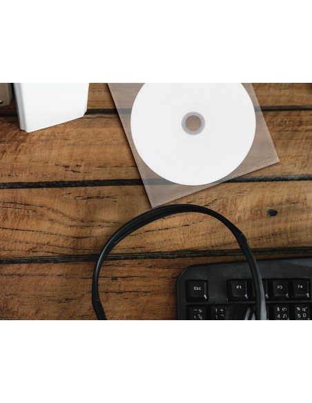 Sobre para cd q-connect polipropileno con solapa -pack de 50 unidades