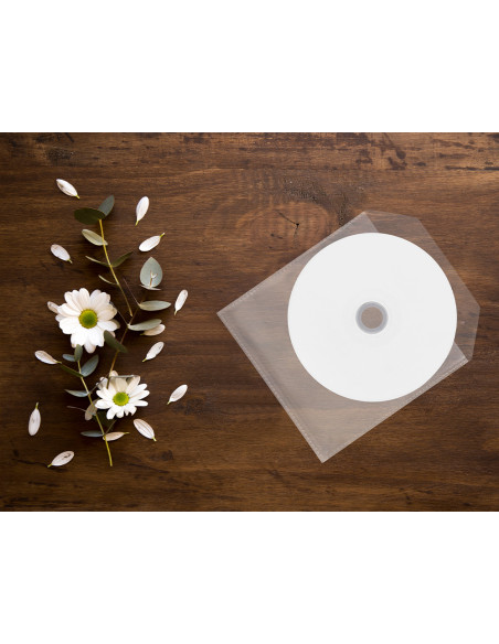 Sobre para cd q-connect polipropileno con solapa -pack de 50 unidades