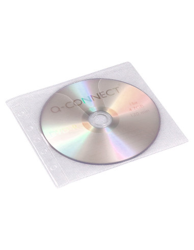 Sobre para 2 cd q-connect polipropileno con solapa multitaladro y forro protector-pack de 40 unidades
