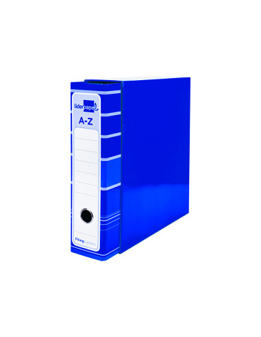 Archivador de palanca liderpapel a4 filing system forrado sin rado lomo 80mm azul con caja y compresor metalico
