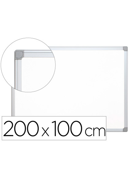 Pizarra blanca q-connect lacada magnetica marco de aluminio 200x100 cm