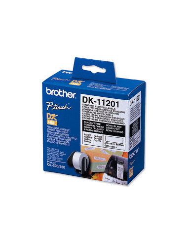 Etiqueta adhesiva brother dk11201 -tamaño 29x90 mm para impresoras de etiquetas ql -400 etiquetas-