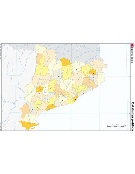 Mapa mudo color din a4 cataluña politico