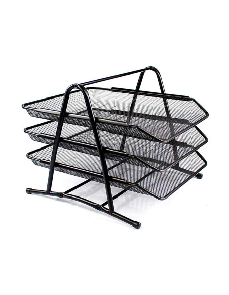 Bandeja sobremesa metalica q-connect kf00823 rejilla negra 3 bandejas movibles 350x278x275 mm