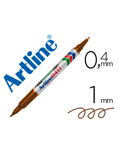 Rotulador artline marcador permanente ek-041t marron -doble punta 0.4 y 1.0 mm