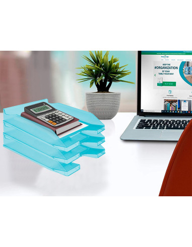 Bandeja sobremesa plastico q-connect turquesa transparente 240x70x340 mm