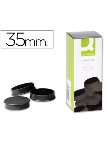 Iman para sujecion q-connect ideal para pizarras magneticas35 mm negro caja de 10 unidades