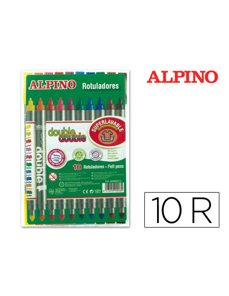 Rotulador alpino double double punta gruesa y punta fina caja de 10+2 colores surtidos