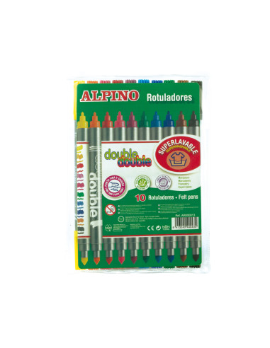 Rotulador alpino double double punta gruesa y punta fina caja de 10+2 colores surtidos