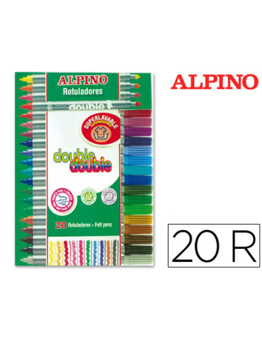 Rotulador alpino double double punta gruesa y punta fina caja de 20+4 colores surtidos