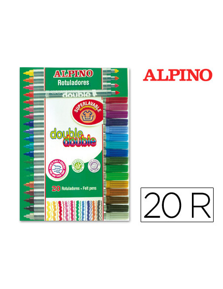 Rotulador alpino double double punta gruesa y punta fina caja de 20+4 colores surtidos