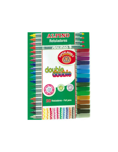Rotulador alpino double double punta gruesa y punta fina caja de 20+4 colores surtidos