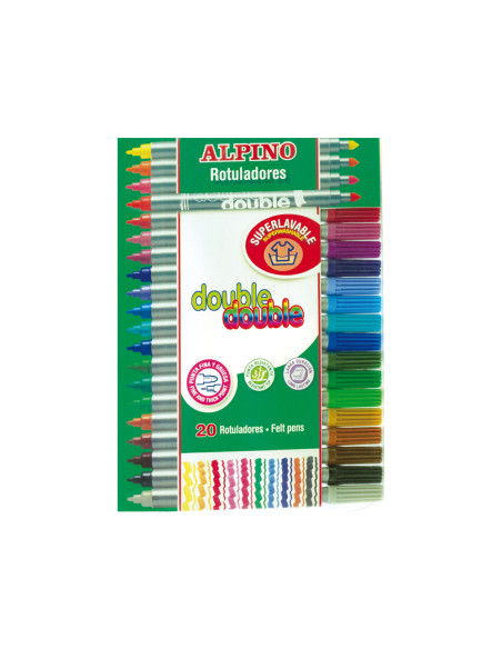 Rotulador alpino double double punta gruesa y punta fina caja de 20+4 colores surtidos