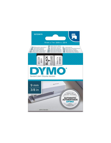 Cinta dymo negro-transparente 9mm x 7mt d1