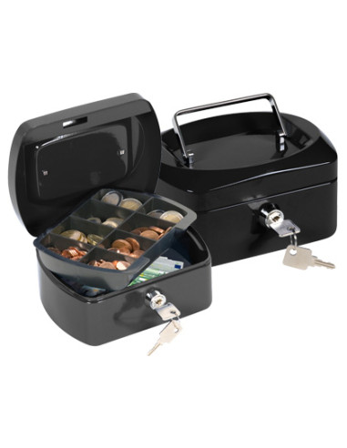 Caja caudales q-connect 6 " 152x115x80 mm negra con portamonedas
