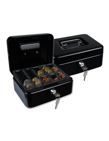 Caja caudales q-connect 8 " 200x160x90 mm negra con portamonedas
