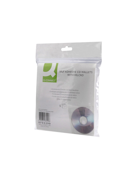 Sobre para cd q-connect polipropileno autoadhesivo convelcro-bolsa con 5 unidades-