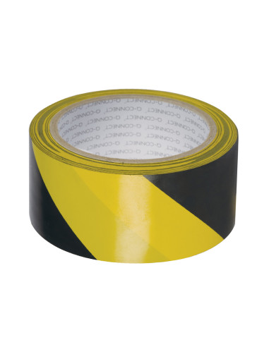 Cinta adhesiva q-connect de seguridad amarilla y negra 20 mt x 48 mm