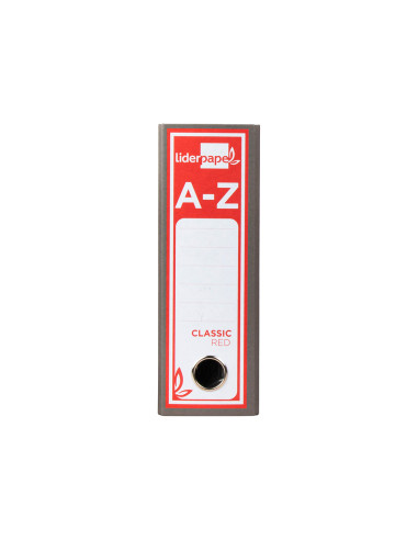 Archivador de palanca liderpapel cuarto classic red carton entrecolado sin rado lomo 80mm gris compresor metalic