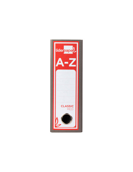 Archivador de palanca liderpapel cuarto classic red carton entrecolado sin rado lomo 80mm gris compresor metalic