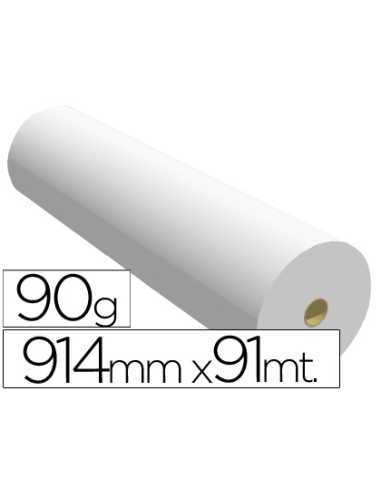 Papel reprografia para plotter 914mmx91mt 90gr impresion ink-jet