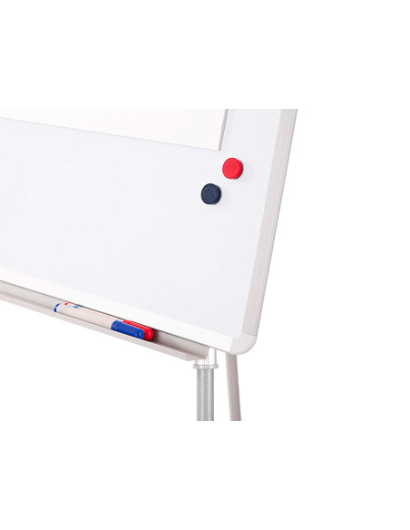Pizarra blanca q-connect con tripode 90x70x195cm para convenciones superficie lacadamagnetica escritura directa