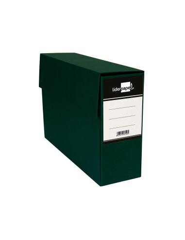 Caja transferencia liderpapel folio con fuelle lomo 110 mm color verde 380x110x260 mm