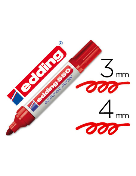 Rotulador edding punta fibra permanente 550 rojo n.2 punta redonda recargable