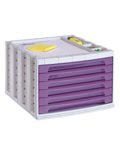 Fichero cajones de sobremesa archivo 2000 305x370x215 mm bandeja organizadora superior 6 cajones violeta translucido 2