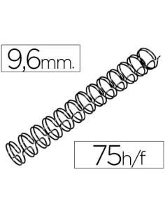 Espiral wire 3:1 9,6 mm n.6 negro capacidad 75 hojas caja de 100 unidades